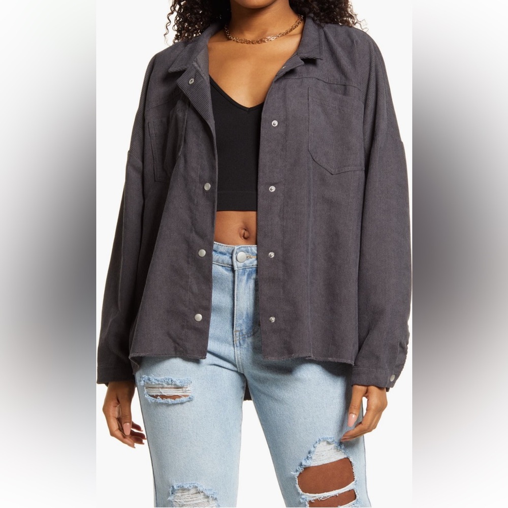 BP Oversized Corduroy Snap-button Shacket Size M